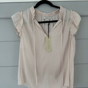 Rachel Zoe Blush Ruffle Sleeve Top